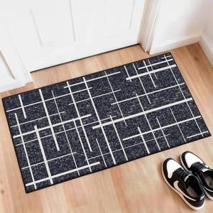 lot 14031 image: TTelephant Washable Runner Rug 2x4, Modern Distressed Stripe, Kitchen Runner Rug Non Slip, Woven Thin No Shed Runners for Entryway, Kitchen, Laundry Room- Midnight Black