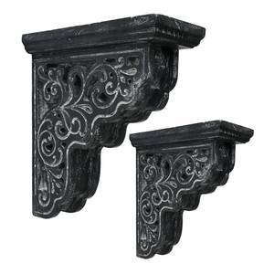 lot 14393 image: Set of 2 Corbels for Shelves Decorative Shelf Brackets Wood Corbels Farmhouse Shelf Corbels Distressed Decorative Shelf Brackets Floating Shelves Brackets for Home Decor(Black)