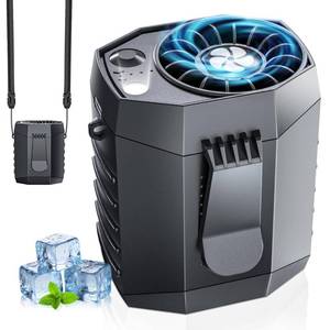 lot 14400 image: JKBOOM 2026 Smart Portable Rechargeable Fan with LED Light & 25H Runtime, 4-Speed 9200RPM Turbo Cooling Personal Waist Fan, Wearable Neck & Belt Clip for Camping, Outdoor, Hiking - Black
