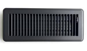 lot 14417 image: Kompell Aire Heavy Duty Steel Floor Vent with Beautiful Black Matte Finish. Fits in 4 x 12 Duct Opening. Overall Dimension is 5.75 in Wide x 13.75 in Long.