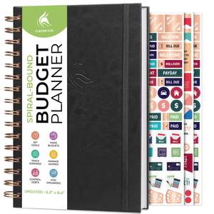 lot 14421 image: Clever Fox Budget Planner Spiral �� Expense Tracker Notebook �� Monthly Budgeting Organizer, Finance Logbook & Accounts Book to Control Your Money �� Undated Bill Tracker, 6.3x8.4 - Black