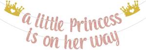 lot 14424 image: A Little Princess Is on Her Way Banner - Princess Baby Shower Decorations - Baby Girl Baby Shower Decorations Rose Gold & Gold
