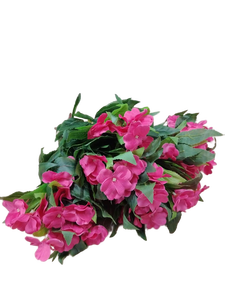 lot 14434 image: Pink Flowering Impatiens Plants in Wicker Basket