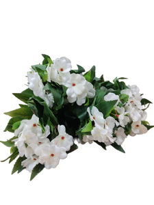 lot 14441 image: White Impatiens Artificial Flower Bunch