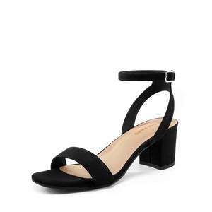 lot 14450 image: DREAM PAIRS Womens Open Toe Ankle Strap Low Block Chunky Heels Sandals Party Dress Pumps Shoes,Size 10W,BlackSuede,CARNIVAL