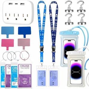 lot 14451 image: Cruise Essentials Kits, Cruise Must Haves Includ Non-Surge Power Strip, Magnetic Hooks, Cruise Luggage Tag Holder, Lanyard Holder, Phone Pounch, Phone Patches Cruise Ship Essentials 2026