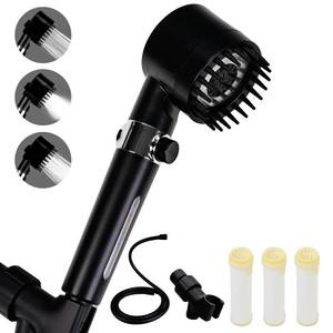 lot 14455 image: Filtered Shower Head with Handheld, High Pressure Water Flow and 4 Spray Modes, Power Wash for Hard Water, Showerhead Set with 59�� Hose��Bracket��Filters, ONOFF Switch for Pets Bath (Black)