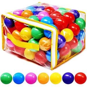 lot 14456 image: Hovenlay Ball Pit Balls Phthalate Free BPA Free Crush Proof Plastic - 7 Bright Colors in Reusable Play Toys for Kids with Storage Bag