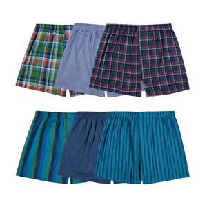 lot 14457 image: Fruit of The Loom Mens Tag-Free Boxer Shorts (Knit & Woven), Woven - 6 Pack - Assorted Colors, X-Large