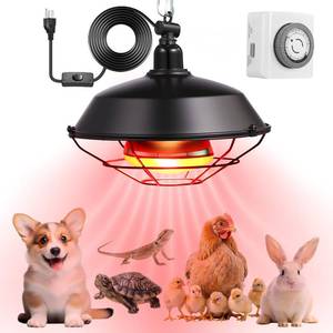 lot 15043 image: Yinsun Chicken Coop Heater, 150w Heating Lamp for Puppies with 24-Hour Indoor Basic Timer, Daily OnOff Cycle - 30 Minute Interval, Adjustable Height Heating Lamp for Chicken Reptile Rabbits Dog Cats
