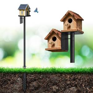 lot 15048 image: JAOTREL 84 Bird Feeder Pole with Spiral Ground Stake - Heavy-Duty Metal, All-Weather Stability, Windproof & Rust-Resistant for GardenLawnBird Sanctuary