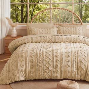 lot 15057 image: MR&HM Boho Comforter Set Full, Khaki 7 Pieces Bedding Set, Farmhouse Shabby Chic Bed in a Bag with 1 Comforter, 2 Pillow Shams, 2 Pillowcases, 1 Flat Sheet, 1 Fitted Sheet for All Seasons