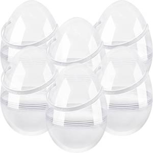 lot 15059 image: 6 Pcs 10 Inch Transparent Easter Eggs with Handles Giant Clear Easter Egg Jumbo Fillable DIY Easter Egg for Easter Hunt Decoration
