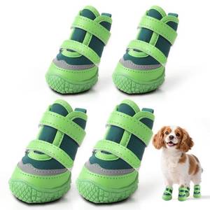 lot 16238 image: Dog Shoes for Small Dogs, Breathable Dog Boots Paw Protector for Hot Pavement Winter Snow, Dog Booties with Reflective Strips Rugged Anti-Slip Sole for Hardwood Floors Outdoor Walking Green Size 3