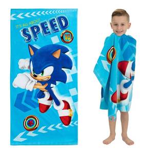 lot 16276 image: Franco Kids Super Soft Cotton Beach Towel, 58 in x 28 in, Sonic The Hedgehog