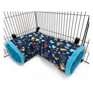 lot 16285 image: Ferret Cage Accessories Ferret Guinea Pig Tunnel Tube Corner Hide Fleece Hideaway Bed Hammock Bed for Guinea Pig (Blue)