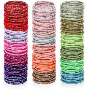 lot 16287 image: TecUnite 200 Pcs Hair Elastics Bulk Glitter Colorful 2mm No-metal Ties Metallic Sparkly Glitter Ponytail Hair Bands
