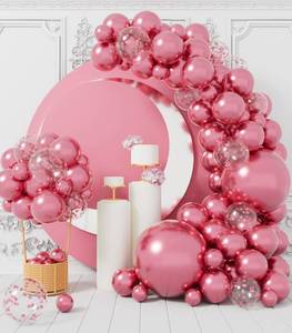 lot 16290 image: AULE 100Pcs Metallic Pink Balloons Different Sizes 1812105 inch Chrome Latex Shiny Helium Balloons Party Decoration for Birthday Carnival Wedding Baby Shower Graduation