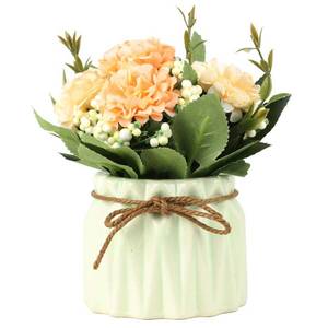 lot 16305 image: SUPNIU Artificial Hydrangea Bouquet with Small Ceramic Vase Fake Silk Variety Flower Balls Flowers Decoration for Table Home Party Office Wedding (Green)