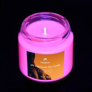 lot 16335 image: UV Fluorescent Soy Wax Low Temperature Candles, Low Heat Body Safe Candle for Night Party, Unscented, 104 °F, 5 oz (Orange)
