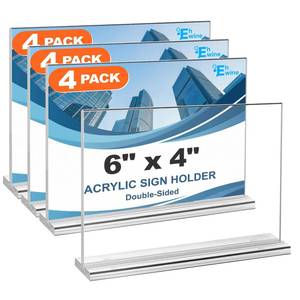lot 16337 image: EHWINE 10 Pack Acrylic Sign Holder 5.5 x 8.5 Horizontal, Double Sided Picture Frame Stand up Table Top Sign Holders, Clear Display Stand Menu Flyer Holder for Wedding Party