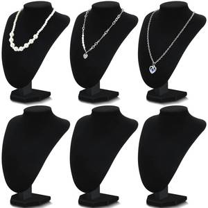 lot 16338 image: Huquary 6 Pcs Necklace Display Stand Necklace Holder Jewelry Bust Display Stands for Selling Home Store Trade Shows Photography Props Retail(Black,Velvet)