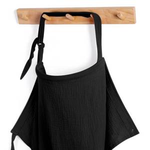 lot 16346 image: Blissful Diary Muslin Nursing Cover for Breastfeeding, Breathable Breastfeeding Cover up with Arch Neckline for Women, Nursing Apron (Black)