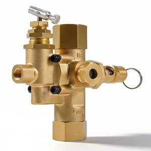 lot 16347 image: 49816283C Pilot Check Calve Unloader Compatible With Ingersoll Rand T30 Gas Powered Air Compressors, 58 Inverted Flare Inlet X 12 Female NPT Outlet, 18 Female NPT Throttle Control Valve Port