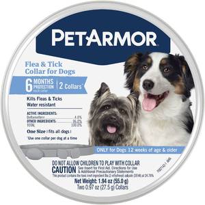 lot 16352 image: PetArmor Flea & Tick Collar for Dogs, Kills Fleas & Ticks, Long Lasting Protection for 6 Months, Water Resistant, One Size Fits All, 2 Collars