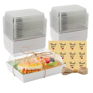 lot 17649 image: YTAXZ 7x5x2.5 Charcuterie Boxes with Clear Lids, Large Disposable Bakery Dessert Boxes, Bakery Take Out Containers, To Go Food Containers for Chocolate, Sandwich, Cookie, Cupcake, Pastries (25, White)