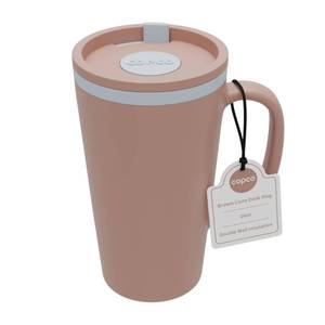 lot 17658 image: Copco Cone Desk Mug, 16 oz - Double Wall Insulated Coffee Mug with Twist-Off Lid, Handle & Slide Tab - Travel-Friendly Cup for Hot or Cold Drinks, BPA-Free, Microwave & Dishwasher Safe (Brown)