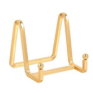 lot 18203 image: Plate Holder Easel Display Stand - 3 inch Metal Plate Stands for Display - Tabletop Picture Stand - Gold Iron Easels for Display Pictures  Photo Frames  Book  Decorative Plates  Plaque - 1 Pack