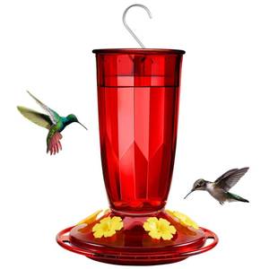 lot 19349 image: Kingsyard Hummingbird Feeder for Outdoors Hanging - 6 Bee Guard Feeding Ports & Built-in Ant Moat, Wild Bird Feeder for Outside Garden Yard Patio 16 Oz, Red