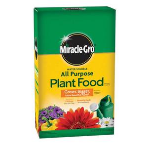 lot 19378 image: Miracle-Gro Water Soluble All Purpose Plant Food - Fertilizer for All Indoor or Outdoor Plants Including Roses, Flowers, Vegetables, Houseplants, Trees, and Shrubs, 12.5 lbs. (partially used)
