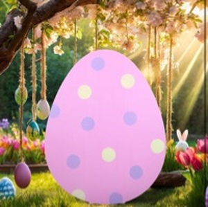 lot 19384 image: Brand BrightRow4 ft Large Easter Egg Cardboard Cutout Easter Party Decoration Stand up Life Size PVC Egg Cutout Centerpiece Photo Prop Backdrops for Home Spring Party Supplies Decor