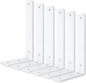 lot 19395 image: White Floating Shelf Bracket 14Inch, 6 Pack Heavy Duty Shelf Brackets, Wall Shelf Bracket for DIY Decorative with Mounting Hardware
