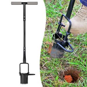 lot 19396 image: Omesata Sod Plugger, Bulb Planter with Long Handle and Serrated Base Garden Tool, Bulb Transplanter Also Grass Plug Tool for Digging Holes to Plant Tulips, Iris, Daffodils