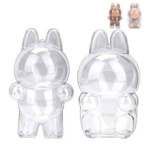 lot 20014 image: 2pcs Clear Figure Display Case with Keychain,Plastic Protective Cover for Blind Box Figures,Portable Dustproof Mini Doll Storage Bag,Blind Box Display Pouch for Fans and Collectors (Stand  Sit)
