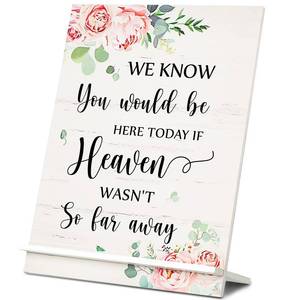 lot 20019 image: Blulu Wooden Wedding Memorial Sign We Know You Would Be Here If Heaven Wasnt So Far Away Memorial Rustic Table Sign for Wedding(Elegant Style)