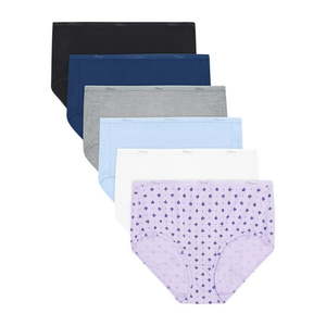 lot 20025 image: Hanes Women s Cotton Brief Underwear  Moisture-Wicking  6-Pack Assortment 1 Size 9 2XL