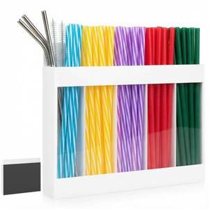 lot 20028 image: Straw Holder for Cabinet Door, Adhesive & Magnetic Straw Organizer with Clear Front, Slim Cabinet Straws Storage for Kitchen Pantry Cupboard Tumbler Accessories Inside Cabinetdoor Straws Dispenser