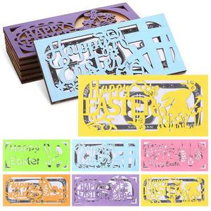 lot 20047 image: Beeveer 6 Pcs Wooden Easter Money Holder for Cash Gifts Easter Basket Stuffers for Kids Party Gift Box Decoration Supplies Cash Gift Cards Envelope with Hollow Patterns of Bunny Eggs