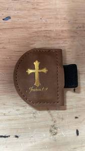 lot 20063 image: Christian Cross Leather Magnetic bookmark with Scripture Quotes