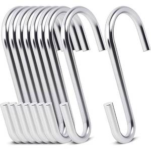 lot 20079 image: Rivexy 20-Pack Silver S Hooks for Hanging 2.4 Inch �� Small S Hooks Carbon Steel Hangers for Jeans, Kitchen Pot & Plant Hanging �� Lightweight 0.88 Inch Opening Holder for Wire Shelving, Towel & Purse