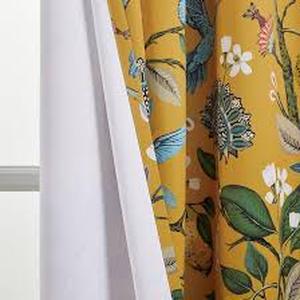 lot 2482 image: Mustard Yellow Floral Print Fabric Textile Material