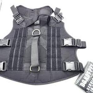 lot 6430 image: Black Tactical Dog Harness with MOLLE Straps Size L
