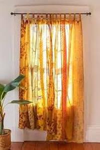lot 6435 image: Cuisine Haven Assorted Vintage Silk Sari Curtain for Doorway, Sheer Bed Canopy, Patchwork Tapestry Window Treatment Curtains (84 x 43) Yellow