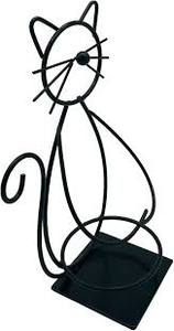 lot 14486 image: Black Metal Cat Shaped Tea Light Candle Holder