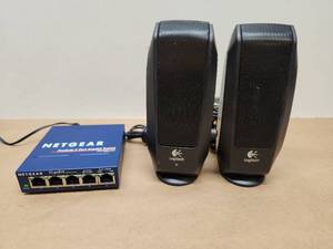lot 16 image: Netgear ProSafe 5-Port Gigabit Switch with Logitech Computer Speakers