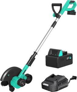 lot 111641 image: Garvee 20V 9 Cordless Lawn Edger with 4.0Ah Battery & Charger, 3 Cutting Depths, Adjustable Handle, Brushless Electric Edger Lawn Tool for Sidewalk, Driveway